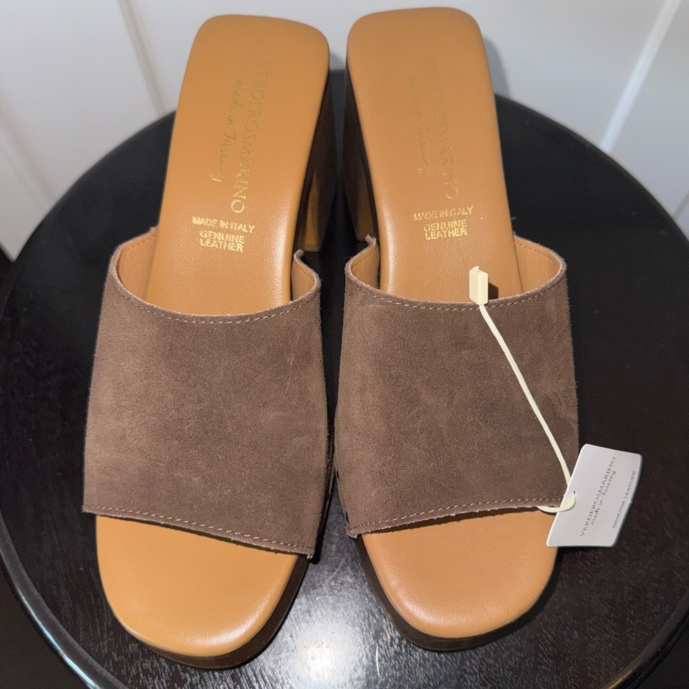 Italian Suede Genuine Leather Sandals Brown EU 41/US 9.5 NWT VERDEROSMARINO NEW - Picture 3 of 13